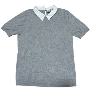 Twik Grey Collared Shirt with White Lace Size Large